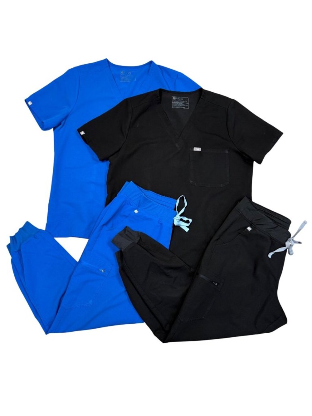 FIGS Technical Collection Catarina Top & Zamora Jogger Scrub Set Black/Blue XL